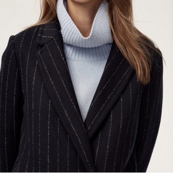 Aritzia Black Pinstripe Pea Coat - Picture 8 of 16
